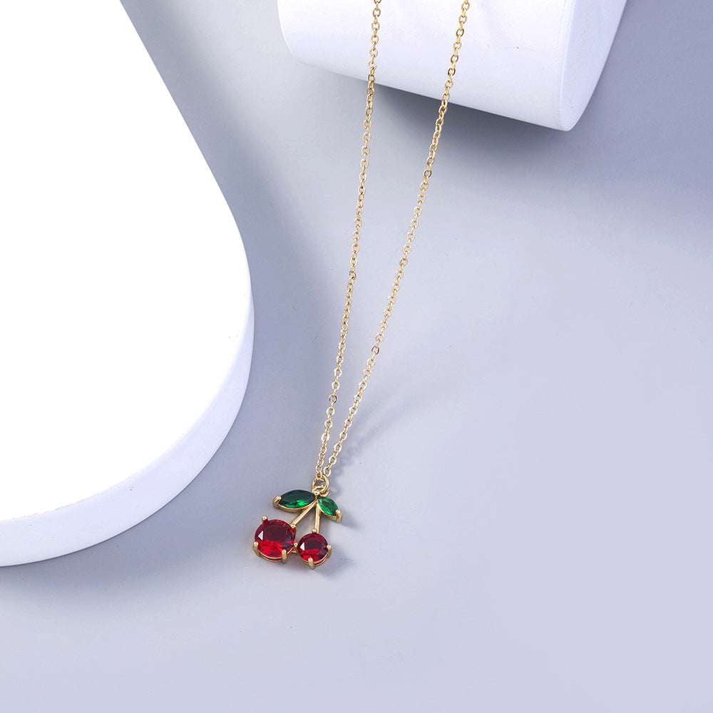 Cherry Zircon Jewelry, Elegant Pendant Necklace, Red Zircon Necklace - available at Sparq Mart