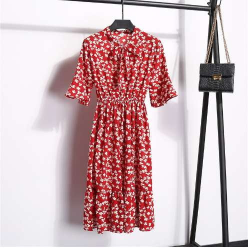 chiffon floral dress, high waist dress, ladies summer frock - available at Sparq Mart