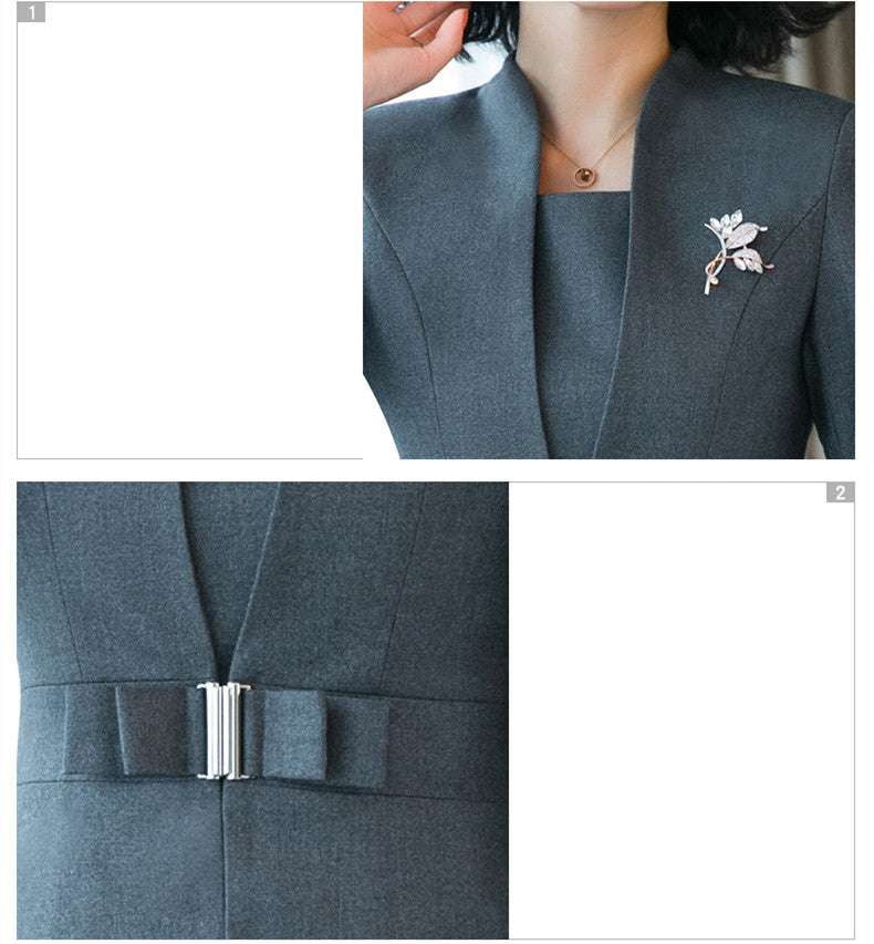 Collarless Suit Women, Elegant Office Suit, Formal Business Attire - available at Sparq Mart