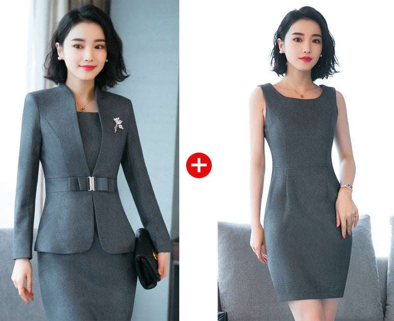 Collarless Suit Women, Elegant Office Suit, Formal Business Attire - available at Sparq Mart