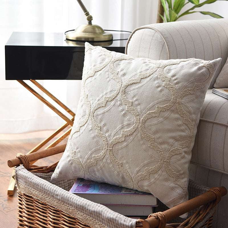 Decorative Pillow Covers, Embroidered Cotton Pillowcase, Minimalist Style Pillowcase - available at Sparq Mart