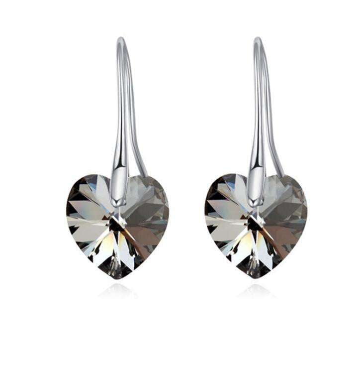 Crystal Heart Earrings, Gold-Plated Gemstone Earrings, Sparkling Drop Earrings - available at Sparq Mart