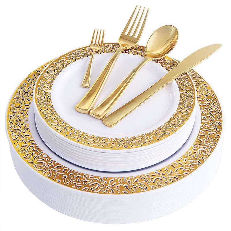 Disposable Gold Flatware, Elegant Party Cutlery, Premium Plastic Utensils - available at Sparq Mart