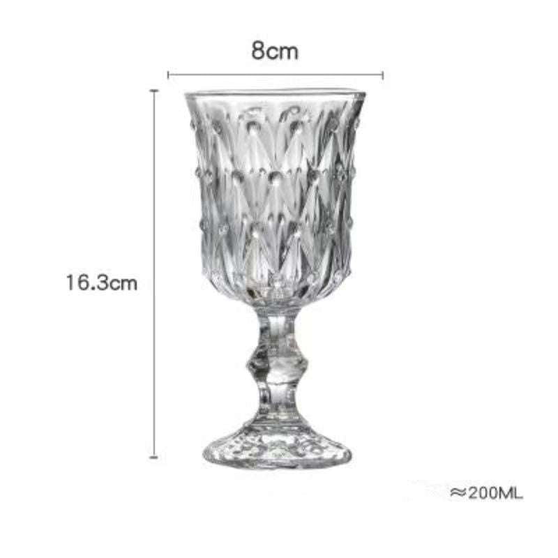 Decorative Goblet Glassware, Embossed Wine Glass, European Wine Glasses - available at Sparq Mart