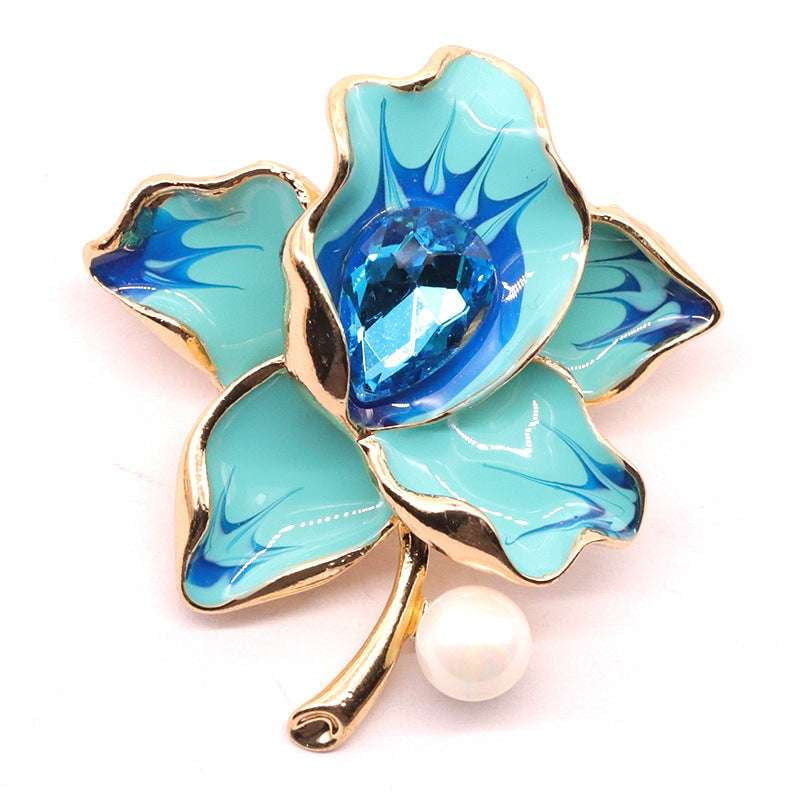 Elegant Brooch Gift, Enamel Flower Pin, Oil Drop Brooch - available at Sparq Mart