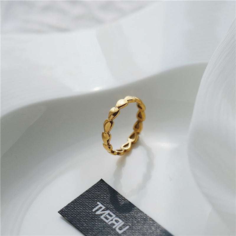 Elegant Fashion Accessory, Gold Heart Love Ring, Titanium Gold Ring Women - available at Sparq Mart