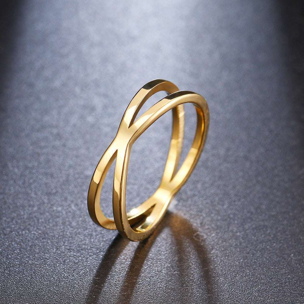 Cross Design Jewelry, Elegant Titanium Steel Ring, Gold Cross Band Ring - available at Sparq Mart