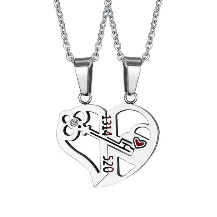 couples heart necklace, romantic jewelry gift, stainless steel pendant - available at Sparq Mart