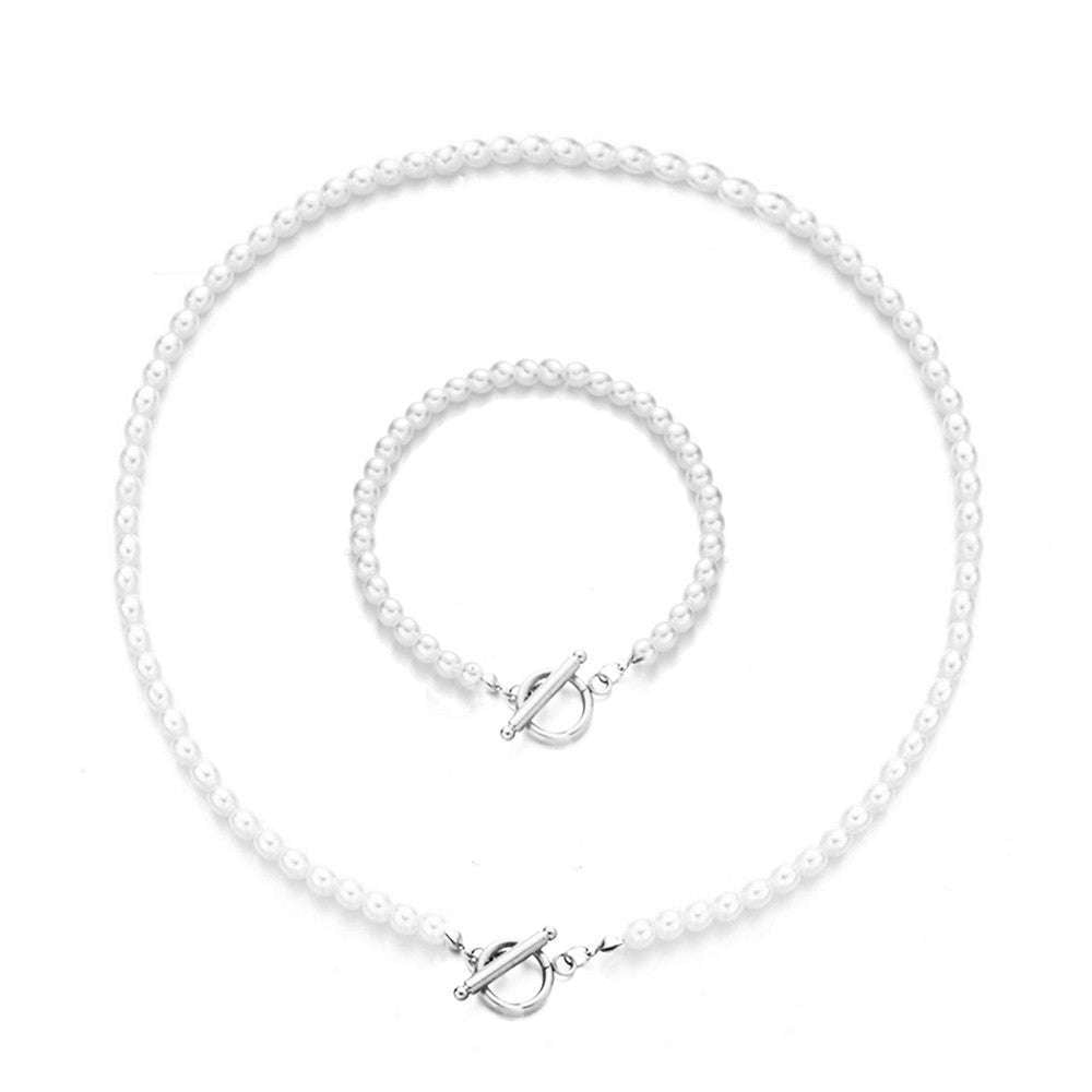 Durable Stainless Necklace, Elegant Square Chain, Pearl Jewelry Gift Set - available at Sparq Mart