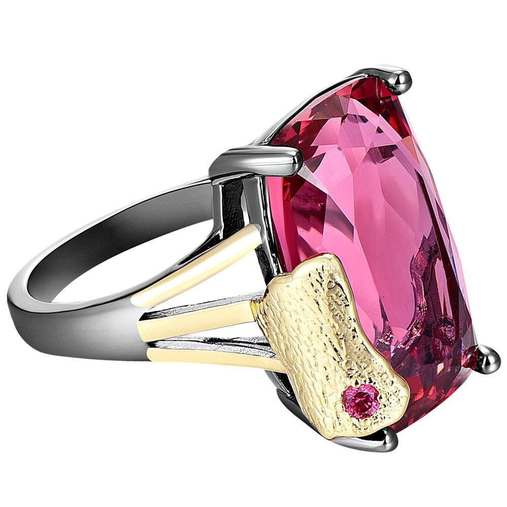 Elegant Copper Statement Ring, Gold Plated Gem Ring, Rose Red Fashion Ring - available at Sparq Mart