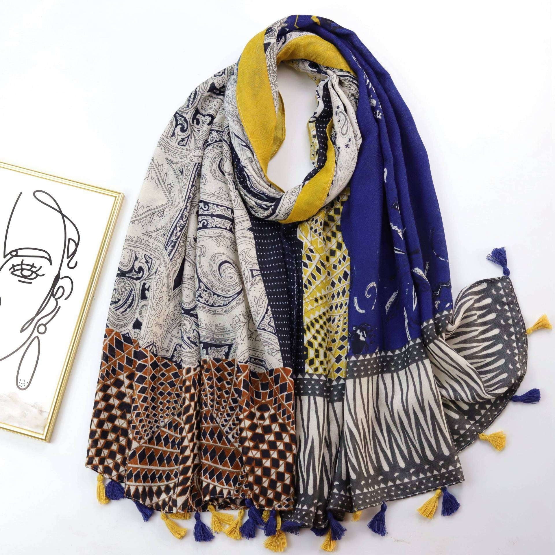 Designer Shawl Wrap, Luxurious Silk Scarf, Printed Silk Shawl - available at Sparq Mart