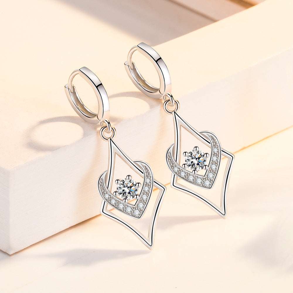 elegant drop earrings, inlaid silver jewelry, Silver drop earrings - available at Sparq Mart