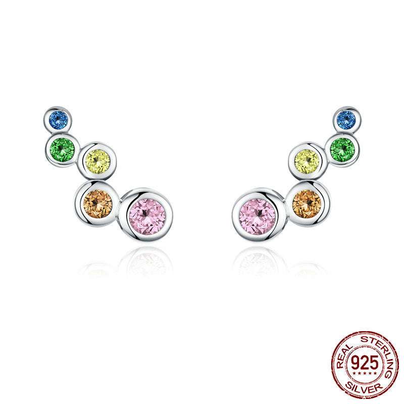 Colored Zirconia Earrings, Fashionable Sterling Silver Earrings, Women's Circle Earrings - available at Sparq Mart