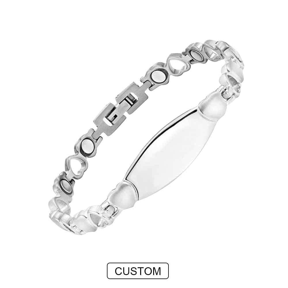 Heart Engraved Bracelet, Magnet Closure Jewelry, Titanium Steel Bracelet - available at Sparq Mart