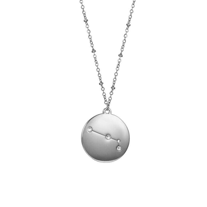 Titanium Zodiac Pendant, Unisex Layered Neckwear, Zircon Constellation Necklace - available at Sparq Mart