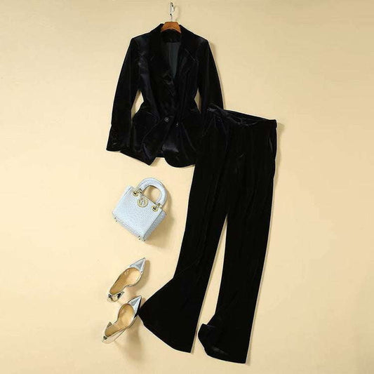 Luxury Women's Suit, Professional Suit Womens, Velvet Business Suit - available at Sparq Mart