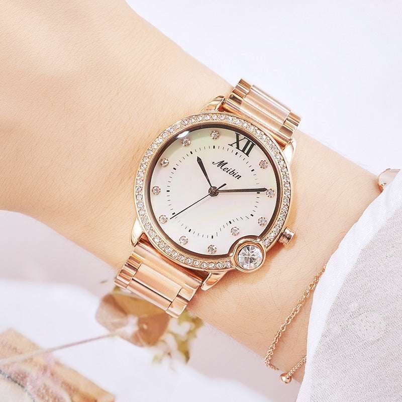 ladies rose gold watch, shell face watch, waterproof quartz watch - available at Sparq Mart