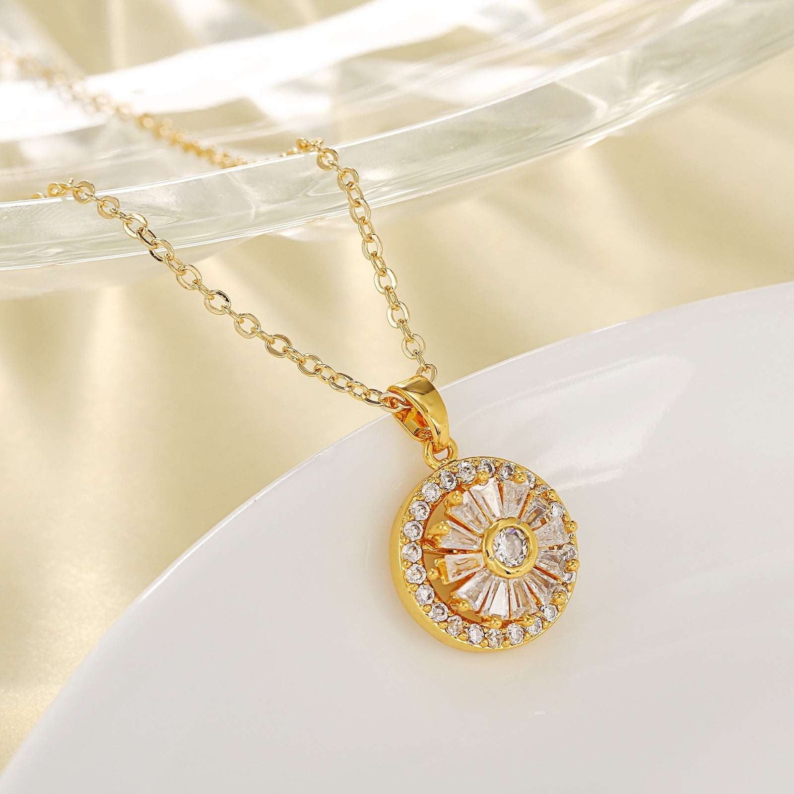 Elegant Pendant Chain, Fashion Pendant Necklace, Zircon Collar Pendant - available at Sparq Mart