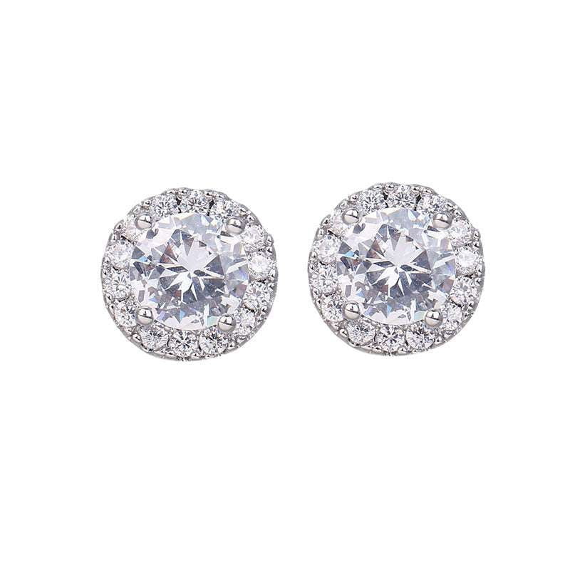 Elegant Stud Earrings, Platinum Stud Ornament, Zircon Earrings Rose - available at Sparq Mart