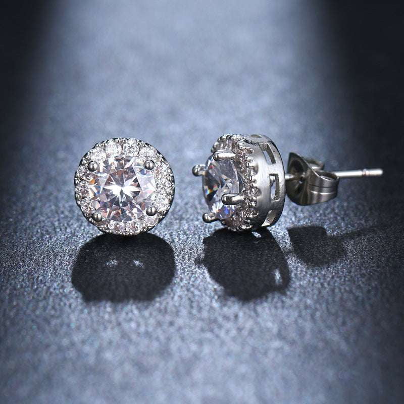 Elegant Stud Earrings, Platinum Stud Ornament, Zircon Earrings Rose - available at Sparq Mart