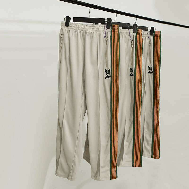 Casual Striped Side Pants, Comfort Cotton Trousers, Embroidered Wide-Leg Pants - available at Sparq Mart