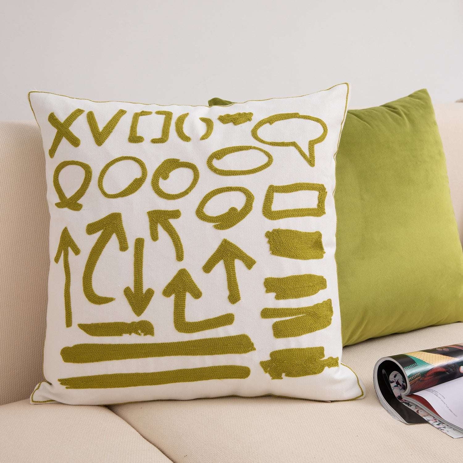 Decorative Couch Pillow, Flannelette Pillow Cover, Geometric Embroidery Pillow - available at Sparq Mart