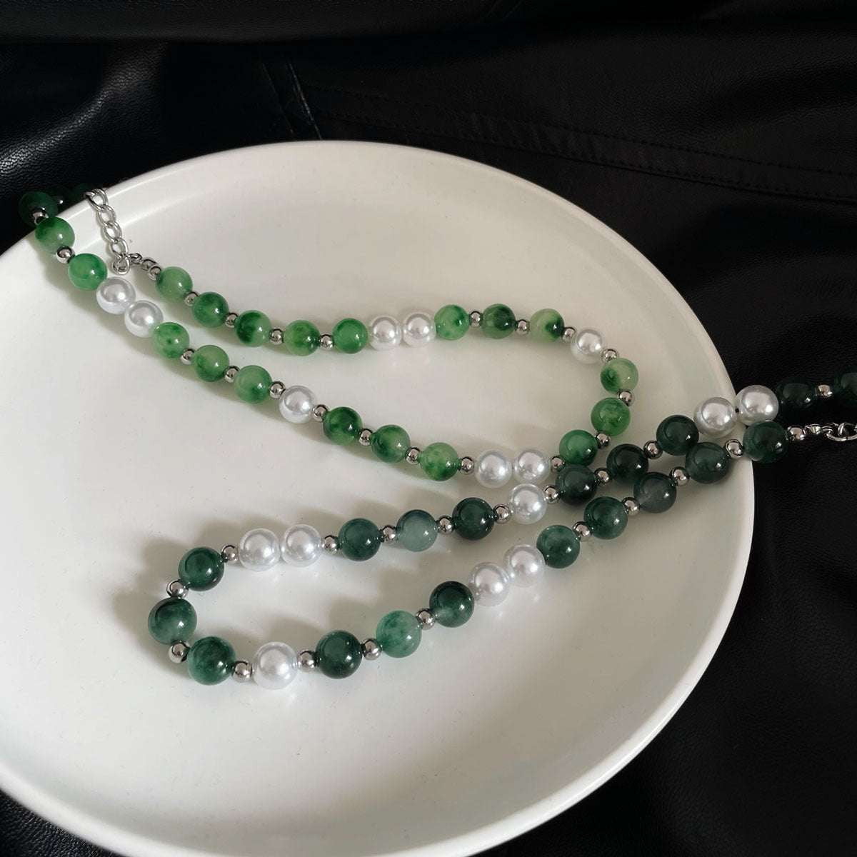 Chinese Style Necklace, Exquisite Jewelry, Jade Pearl Stitching - available at Sparq Mart