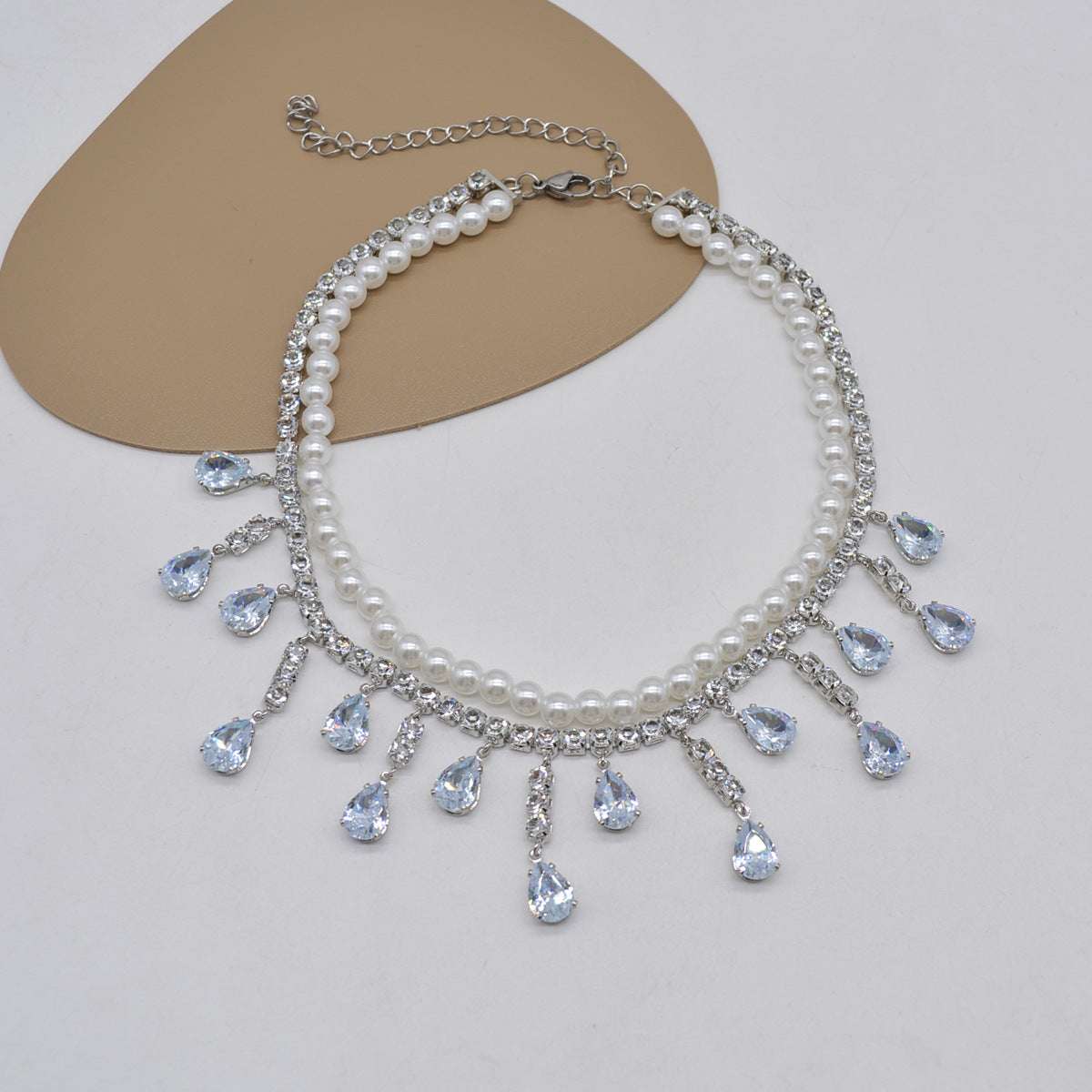 Drop Pearl Necklace, Exquisite Diamond Necklace - available at Sparq Mart