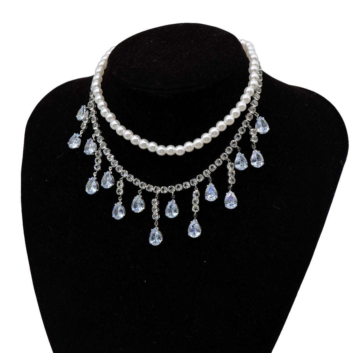 Drop Pearl Necklace, Exquisite Diamond Necklace - available at Sparq Mart