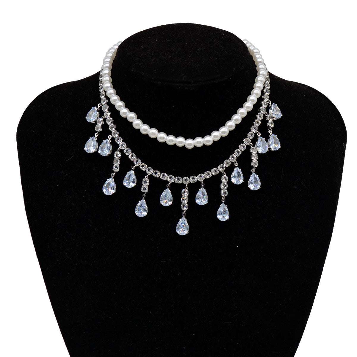 Drop Pearl Necklace, Exquisite Diamond Necklace - available at Sparq Mart