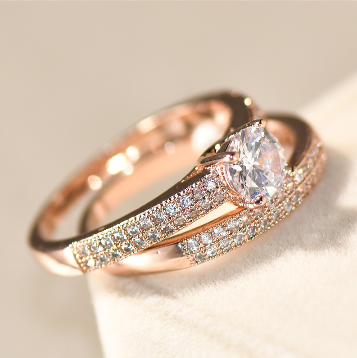 Diamond Micro-set Ring, Gold Engagement Ring, Rose Gold Ring - available at Sparq Mart