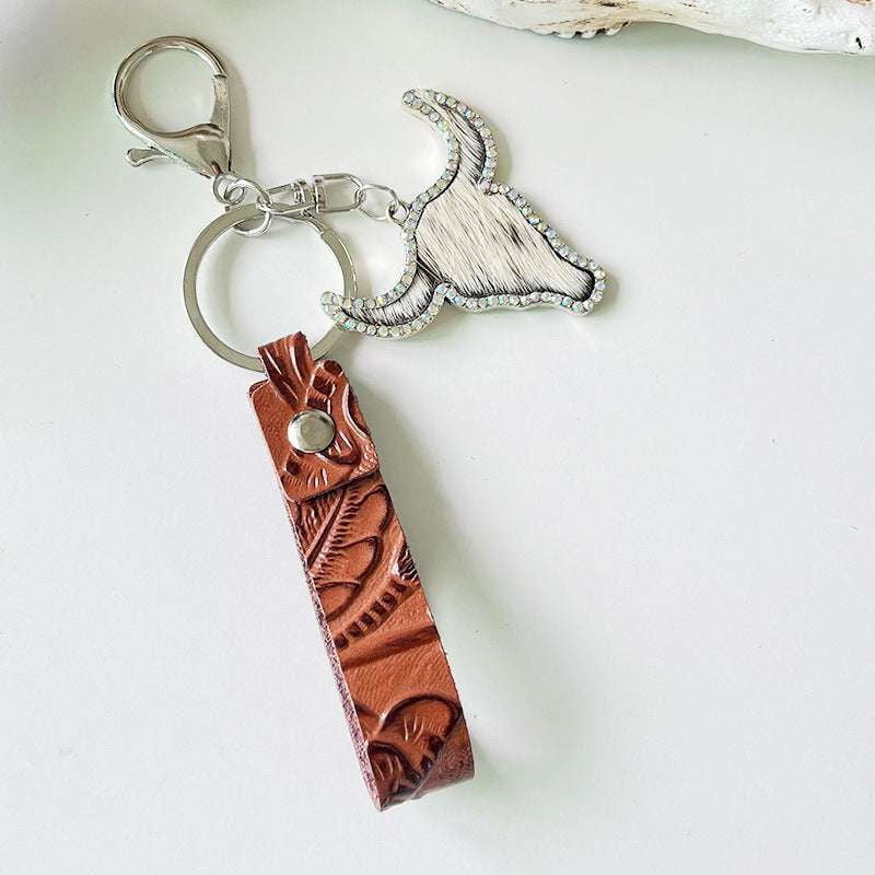 Fashion Leather Keychain, Leather Keychain, Red Brown Keychain - available at Sparq Mart