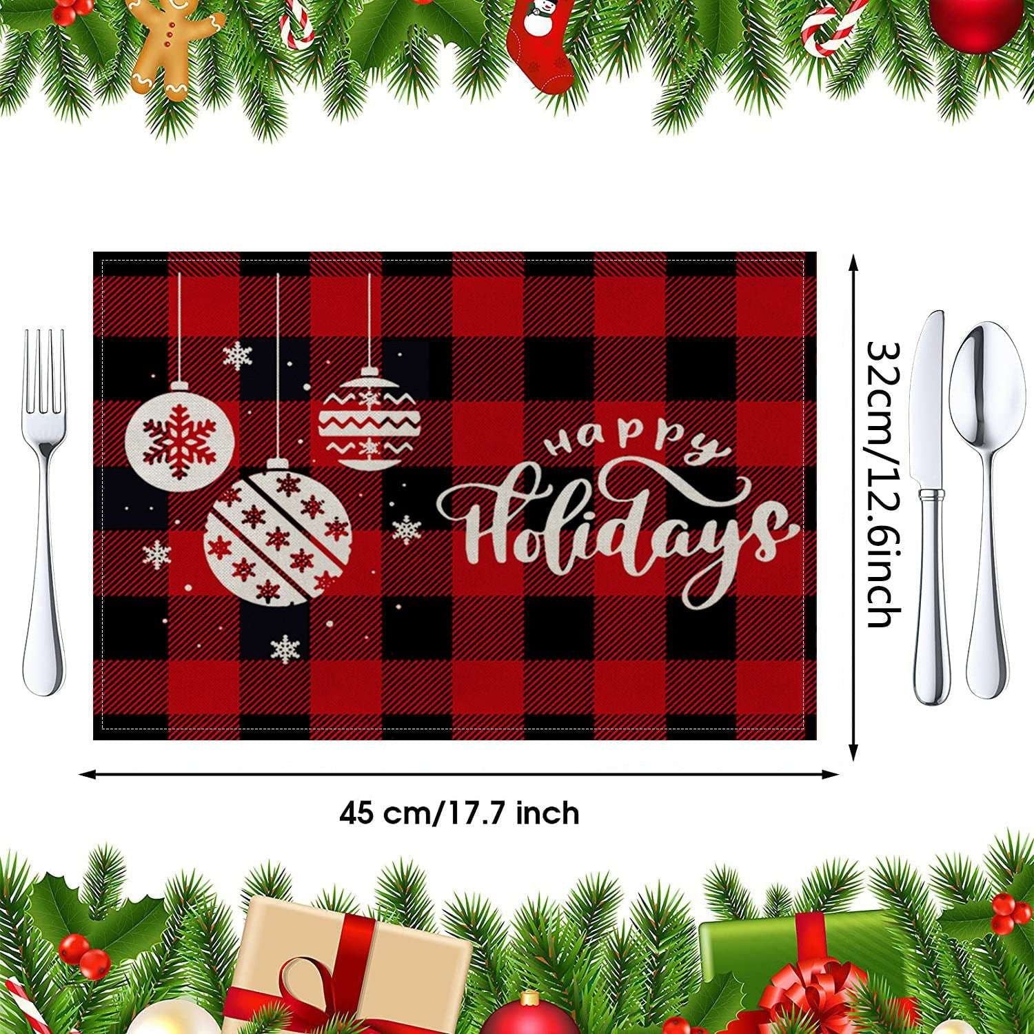 Fashionable Christmas Placemats, Festive Table Decor, Insulated Linen Placemats - available at Sparq Mart