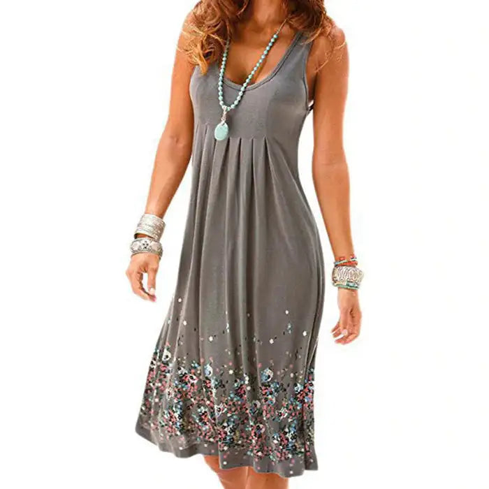 Floral Summer Dress, Print Sleeveless Dress, Women Casual Sundress - available at Sparq Mart