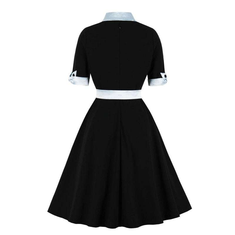 French Style Dress, Retro Hepburn Dress, Slim Waist Swing Dress - available at Sparq Mart