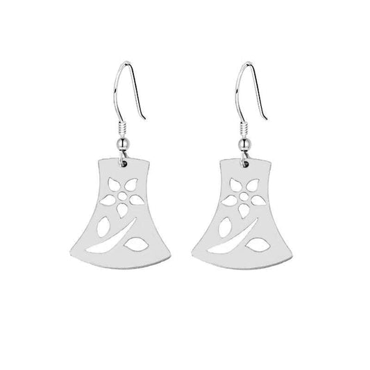 designer fashion earrings, geometric leaf earrings, stainless steel earrings - available at Sparq Mart