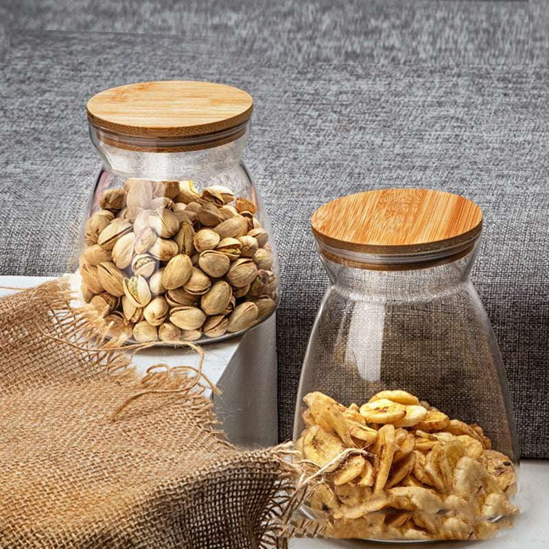 Bamboo Lid Glassware, Creative Cork Jars, Glass Sealed Containers - available at Sparq Mart