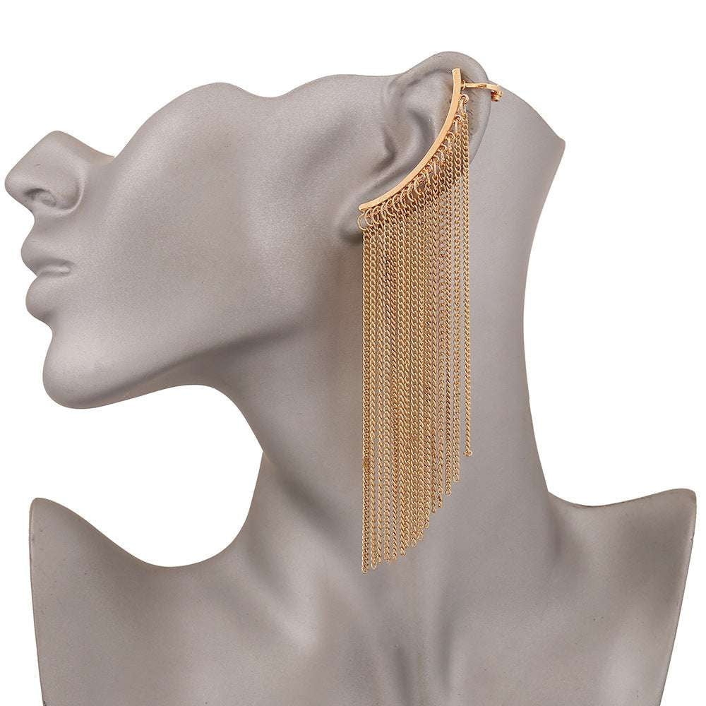 Gold Ear Ornament, Silver Ear Clip, Tassel Ear Accessory - available at Sparq Mart