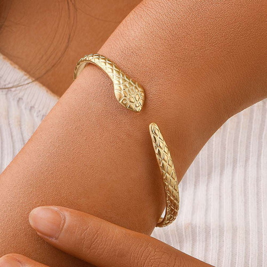 Gold Plated Bracelet, Unique Animal Bracelet, Zodiac Snake Jewelry - available at Sparq Mart