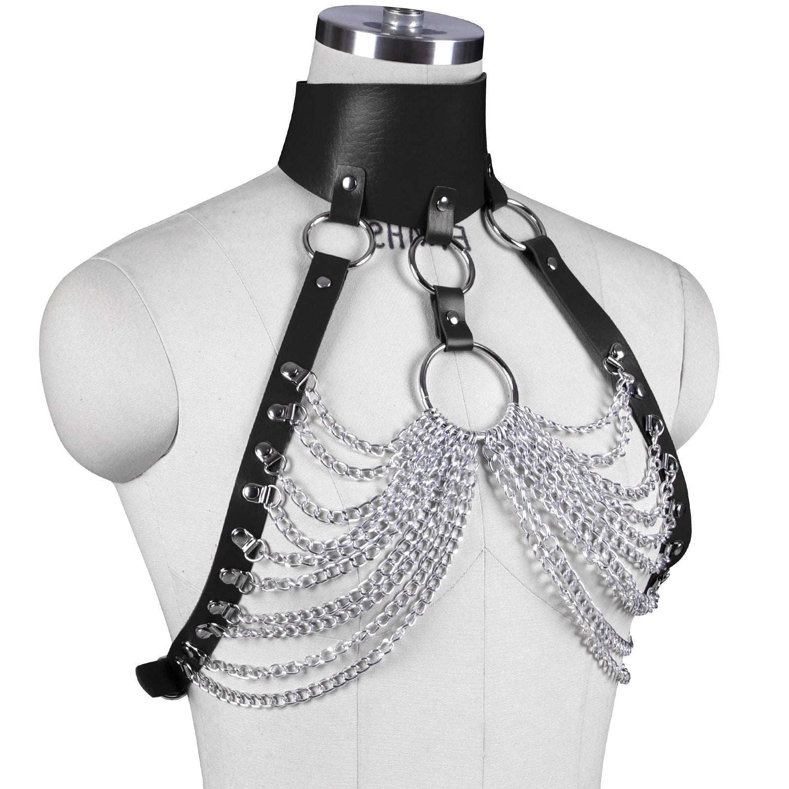 Gothic Body Harness, Leather Strap Accessory, Punk Leather Jewelry - available at Sparq Mart