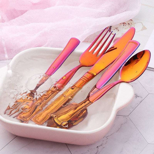 Gradient Cutlery Set, Magic Red Tableware, Stainless Steel Flatware - available at Sparq Mart