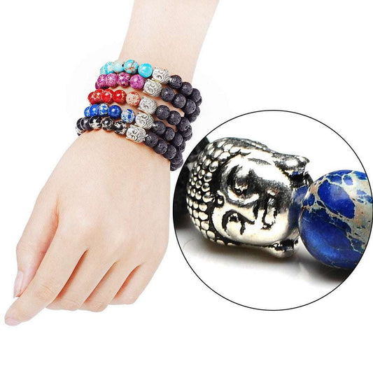 Handcrafted Buddha bracelet, Hollow ball beads bracelet, Silver stone bracelet - available at Sparq Mart