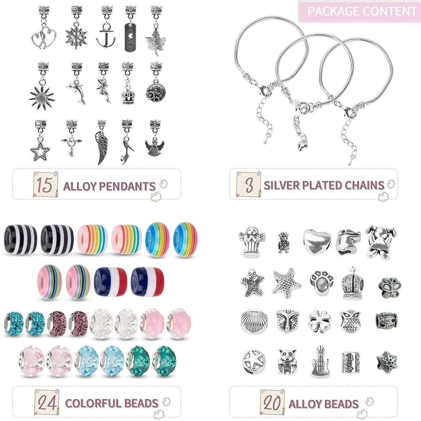 DIY Alloy Bracelet, Handmade Beads Bracelet, Rainbow Bracelet Set - available at Sparq Mart