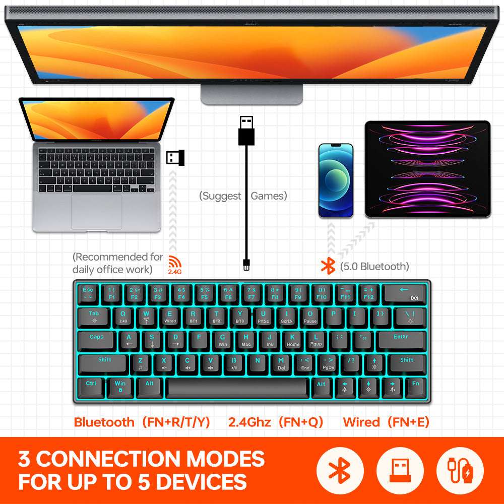 Bluetooth Keyboard, High-performance Keyboard, Wireless Mechanical Keyboard - available at Sparq Mart