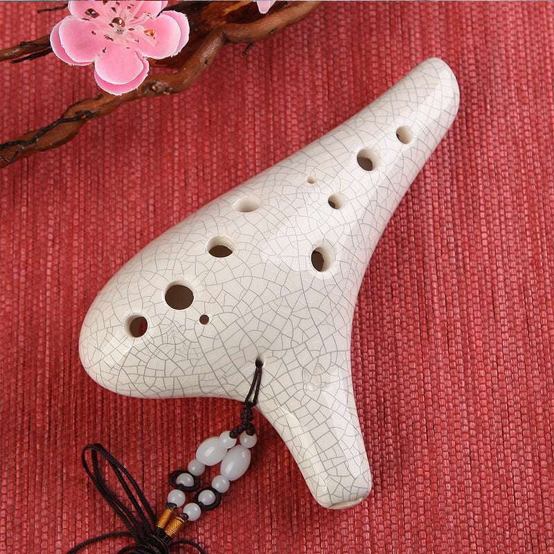 12-hole ocarina, high-quality ocarina, white crack ocarina - available at Sparq Mart