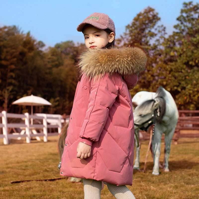 Fashionable Winter Clothes, Kids' Down Coat, Mid-length Jacket - available at Sparq Mart