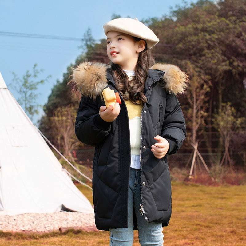 Fashionable Winter Clothes, Kids' Down Coat, Mid-length Jacket - available at Sparq Mart