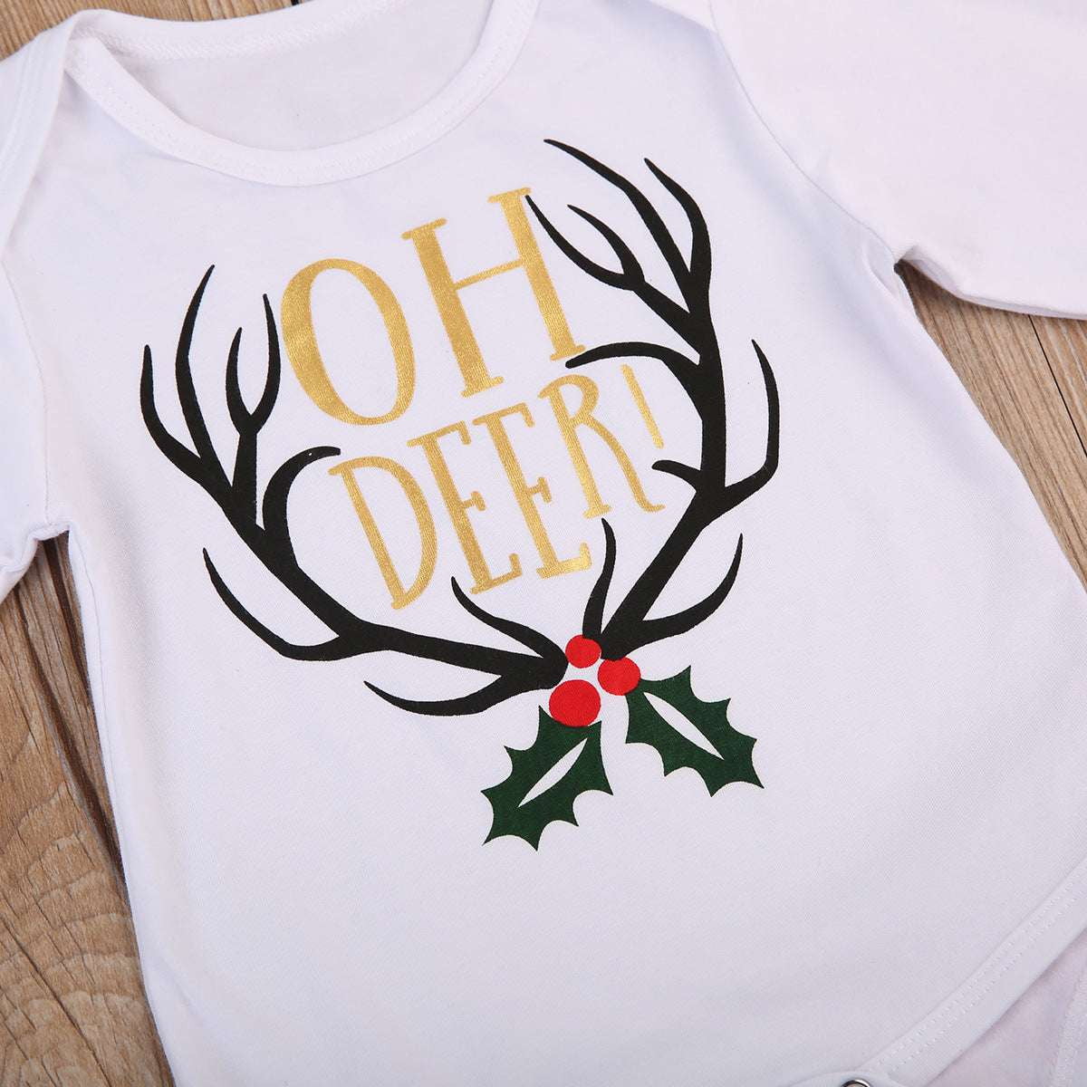 Deer Head Top Set, Festive Kids Outfit, Toddler Striped Trousers - available at Sparq Mart