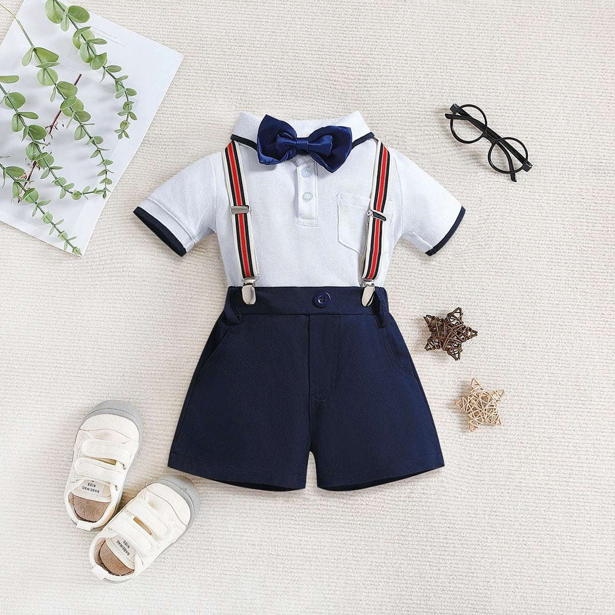 Polo Top Shorts, Summer Kids Outfit, Toddler Suspender Set - available at Sparq Mart