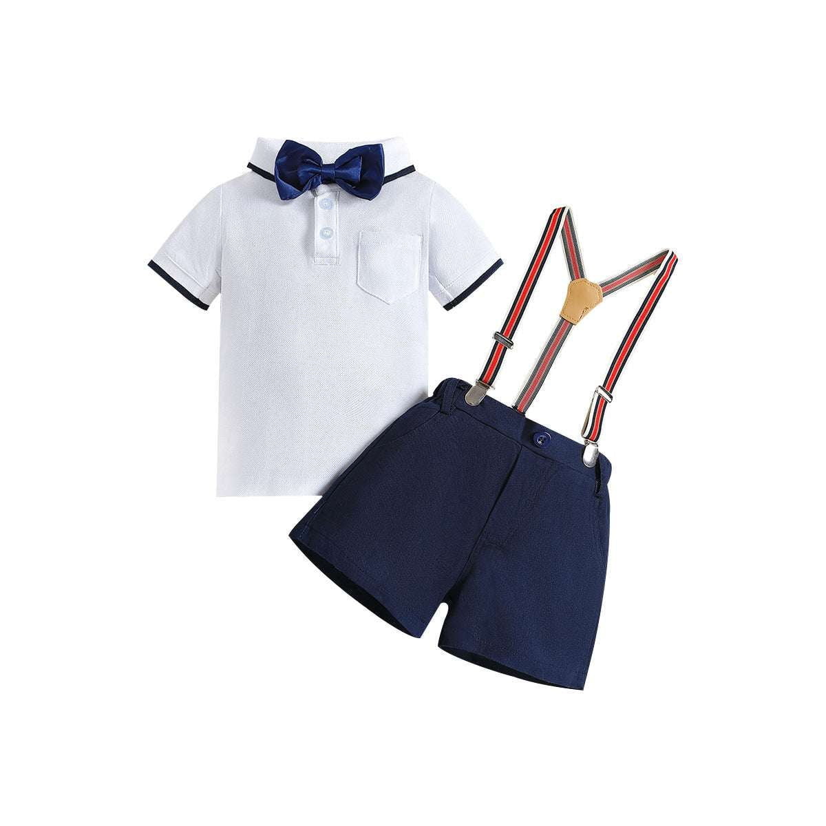 Polo Top Shorts, Summer Kids Outfit, Toddler Suspender Set - available at Sparq Mart